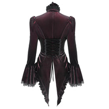 Load image into Gallery viewer, SHT14102 wine Women Glossy Velvet Swallowtail blouse
