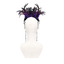 Load image into Gallery viewer, EAS033 Gothic black and purple feather antler crown

