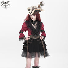 Load image into Gallery viewer, SKT107 Steampunk girls multi-layer wavy edges striped short half skirt with corset
