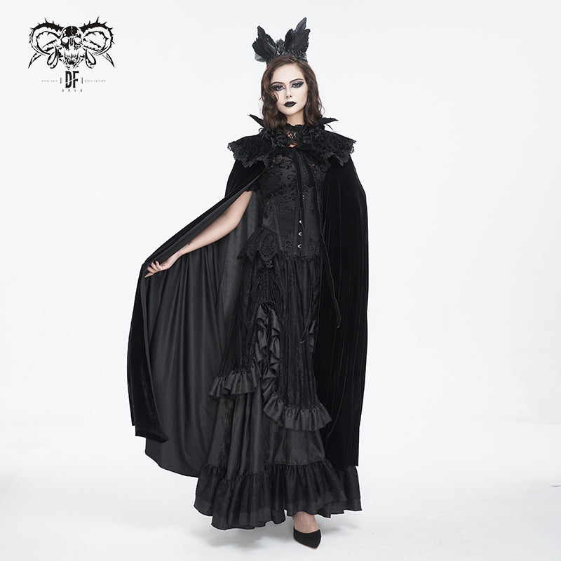 CA040 Gothic stand collar velvet women and men cloak