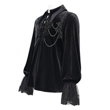 Load image into Gallery viewer, SHT12601  black glimmer Long-sleeved velvet shirts

