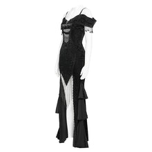 Load image into Gallery viewer, ESKT07601 Black Gothic Off-Shoulder Fishtail Dress
