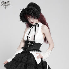 Load image into Gallery viewer, SHT09702 White Gothic daily life Sleeveless women Blouse

