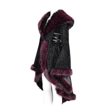 Load image into Gallery viewer, ECT02302 Black And Red Cashmere diamond check fleece collar Gothic jacket
