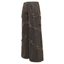 Load image into Gallery viewer, PT263 Punk coffee-colored woven wide-leg pants
