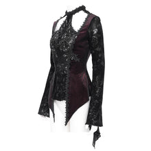 Load image into Gallery viewer, EVA LADY ETT04102 Gothic shiny velvet halterneck long-sleeved T-shirt

