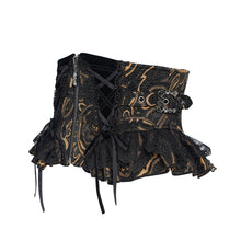 Load image into Gallery viewer, AS299 Black and Apricot Paisley Gothic Waist Belt
