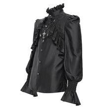 Load image into Gallery viewer, SHT12401 Black Gothic pattern satin long-sleeved men shirts
