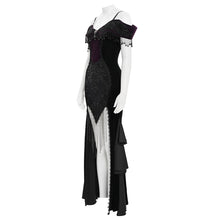 Load image into Gallery viewer, ESKT07602 Black and Purple Gothic Off-Shoulder Fishtail Dress
