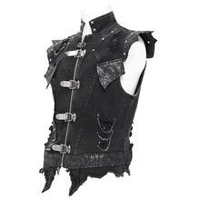 Load image into Gallery viewer, WT092 Asymmetric distressed punk vest
