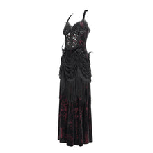 Load image into Gallery viewer, ESKT06502 Wine Gothic velvet dress with fur collar
