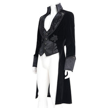 Load image into Gallery viewer, CT25401  black Gothic faux two piece embossed dress coat
