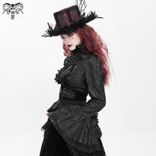 Load image into Gallery viewer, SHT01701 Women short front and long back flared sleeves Gothic black ruffled lace blouse
