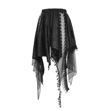 Load image into Gallery viewer, SKT257 Distressed Rib-Knit Irregular Mesh Patchwork Punk-Style Mini Skirt
