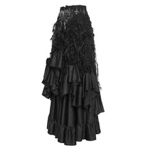 Load image into Gallery viewer, ESKT079 Gothic Jacquard High-Waisted Skirt with Frayed Trim
