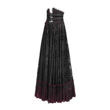 Load image into Gallery viewer, ESKT07002 Wine Gothic 3D velvet flower pattern skirt with corset
