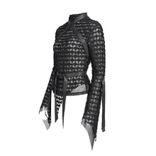 Load image into Gallery viewer, TT295 Punk double-layer mesh turtleneck T-shirt

