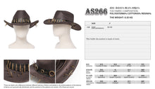 Load image into Gallery viewer, AS266 Punk brown cowboy hat with spiked brim
