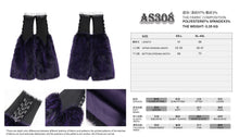 Load image into Gallery viewer, AS308 Black and purple fox fur mid-length plush leg warmers
