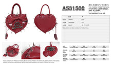 Load image into Gallery viewer, AS31502 Red Punk-style glossy bag with heart and bow details
