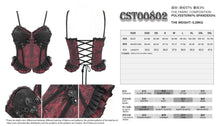 Load image into Gallery viewer, CST00802 Sexy Women Gothic Lace Up Rose Jacquard Pleated Suspender Corset
