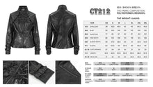 Load image into Gallery viewer, CT212 Stand collar strappy crackled leather jacket
