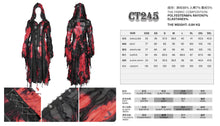 Load image into Gallery viewer, CT245 Black and Red women ragged Tie-dyed striped long-sleeved hooded long coat

