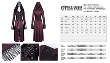 Load image into Gallery viewer, CT24702 Red Women Gothic long hooded long sleeve lace coat
