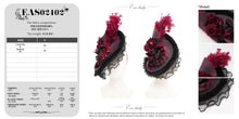 Load image into Gallery viewer, EAS02402 black and red Half-rimmed feather flower headband straw hat
