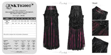 Load image into Gallery viewer, ESKT05002 Black and red Women High Waist Rose Embossed Velvet Tasseled Skirt
