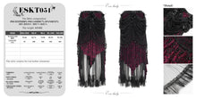 Load image into Gallery viewer, ESKT051 Women Burnt Out Velvet and Diamond Flower Mesh Gothic Skirt
