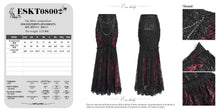 Load image into Gallery viewer, ESKT08002 Black and red Sequin-Embellished Mesh and Flocked Floral Mesh Fitted Fishtail Skirt
