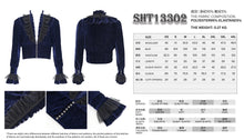 Load image into Gallery viewer, SHT13302 Blue Pleated velvet V-neck shirts
