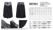 Load image into Gallery viewer, SKT261 Gold-Stamped Twill and Faux Leather Pleated Punk Skirt
