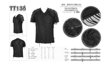 Load image into Gallery viewer, TT138 punk darkness tattered striped summer men short-sleeved T-shirt
