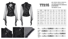 Load image into Gallery viewer, TT278 Gothic flocked floral diamond mesh long-sleeved T-shirt

