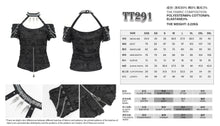 Load image into Gallery viewer, TT291 Ripped knitted halterneck off-shoulder punk T-shirt
