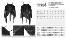 Load image into Gallery viewer, TT298 Tie-dye flocked ruffled Gothic suspender T-shirt
