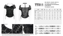 Load image into Gallery viewer, TT311 Punk-Style Halter-Neck Velvet-Knit &amp; Mesh Patchwork Short-Sleeve T-Shirt
