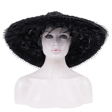 Load image into Gallery viewer, AS198 women gothic Feather rose wide brim big lace straw hat
