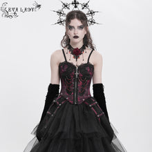Load image into Gallery viewer, ECST00802 red Gothic fringed iris one-piece bustle corset for women
