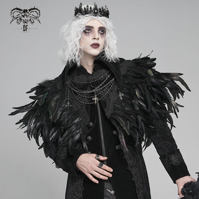 CA055 Gothic peak collar feather short cloak