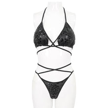 Load image into Gallery viewer, SST024 Pentagram Print lace up Swimsuit Set

