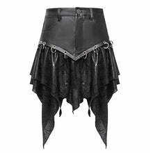 Load image into Gallery viewer, SKT217 Punk non-stretchy faux leather ruffled skirt
