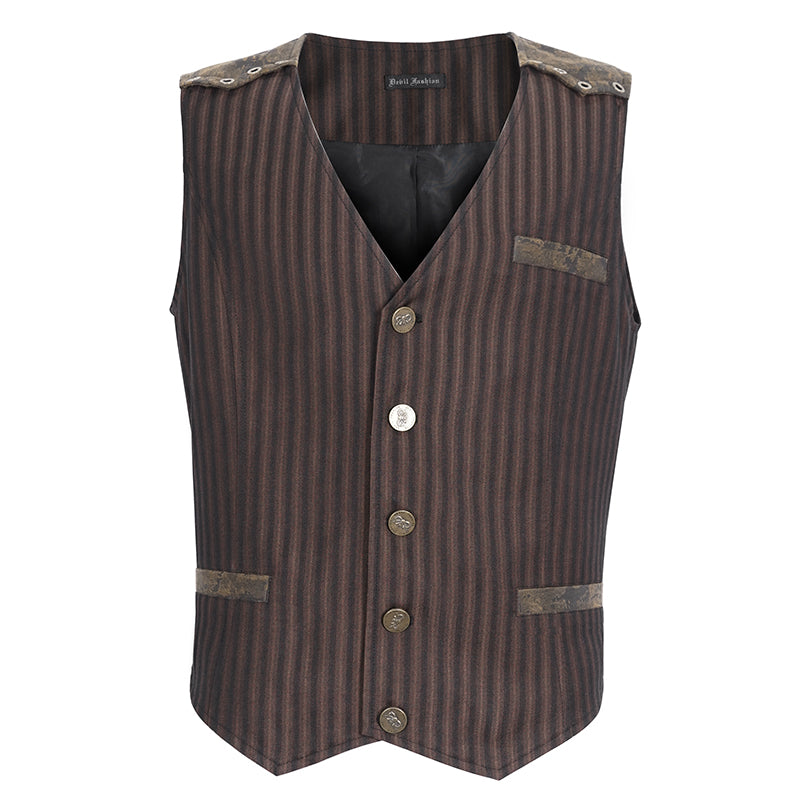 WT08702 Brown Steampunk gentleman striped vest