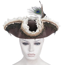 Load image into Gallery viewer, AS181 Lace peacock feather triangle pirate hat
