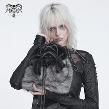 Load image into Gallery viewer, AS31802 Black and Grey Gothic Spider Plush Backpack
