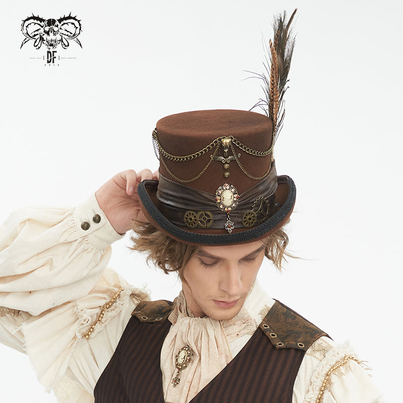 AS188 Steampunk brown top hat