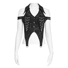 Load image into Gallery viewer, SHT150 Serpentine-Print Woven Halter-Neck Off-Shoulder Punk Shirt
