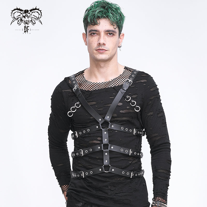AS176 punk metallic men body harness
